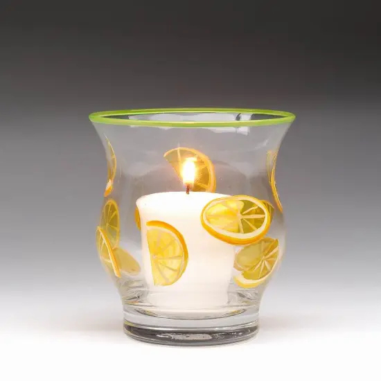 Hand painted glass lemon slice votive jar candle holder, Home D&eacute;cor, Gift for Her, Gift for Mom, Vanity D&eacute;cor, Bedroom Decor {3}