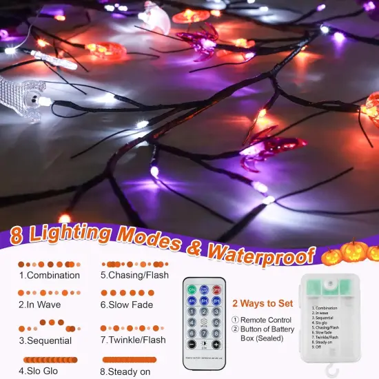 6 FT 54 LED Willow Vine Twig Halloween Decorations Garland {4}