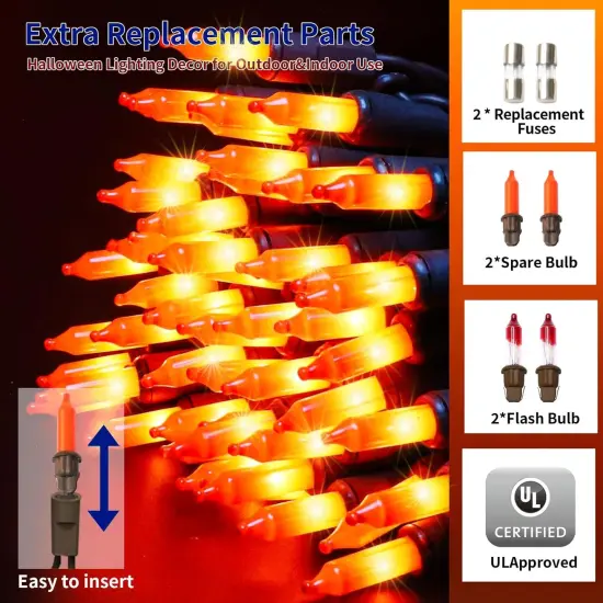 Ultra-Bright Connects End to End Orange Christmas Mini Lights 100L 19.6Ft {2}