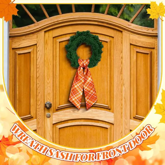 Wreath Sash for Front Door Wreath Satin Sash for Embroidery Monogram Garland Ribbon Accessories Xmas Party Yard Doorway Indoor Outdoor Wall(Autumn) {2}