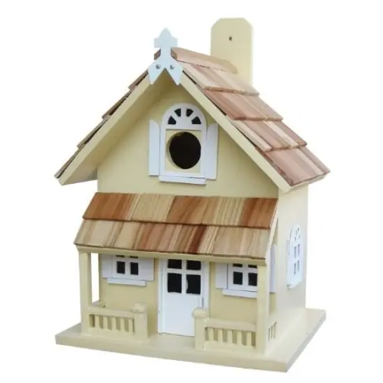 Wooden Outdoor Birdhouse with Cottage Design and Removable Wall {1}
