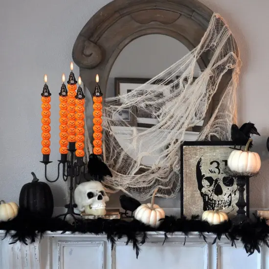 Halloween Flameless LED Candles with Timer &ndash; Battery Operated Flickering Candles for Spooky Indoor Decor {3}