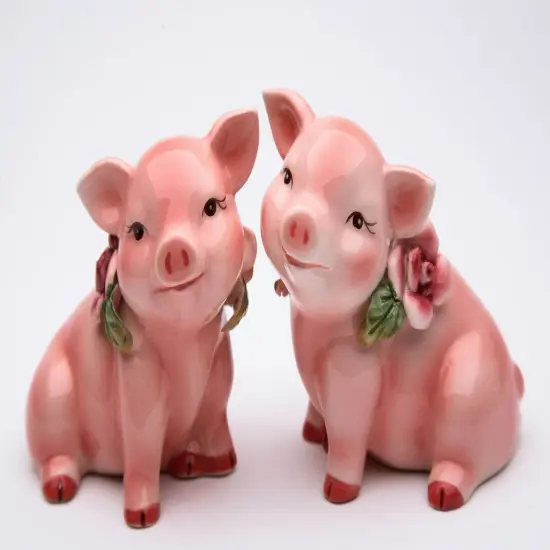 Hand Painted Ceramic Pig with Flowers Salt & Pepper Shakers, Home D&eacute;cor, Gift for Her, Gift for Mom, Kitchen D&eacute;cor, Farmhouse D&eacute;cor {4}
