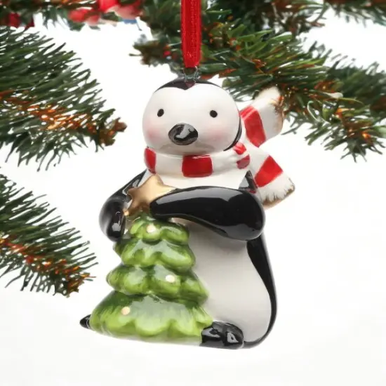 Ceramic Penguin Ornament With Christmas Tree, Home D&eacute;cor, Gift for Her, Gift for Mom, Kitchen D&eacute;cor, Christmas D&eacute;cor {2}