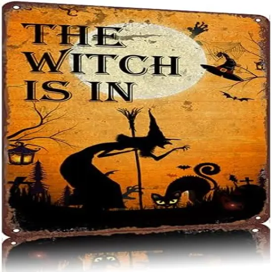 Witch Halloween Retro Metal Tin Signs, 12" X 8" {1}