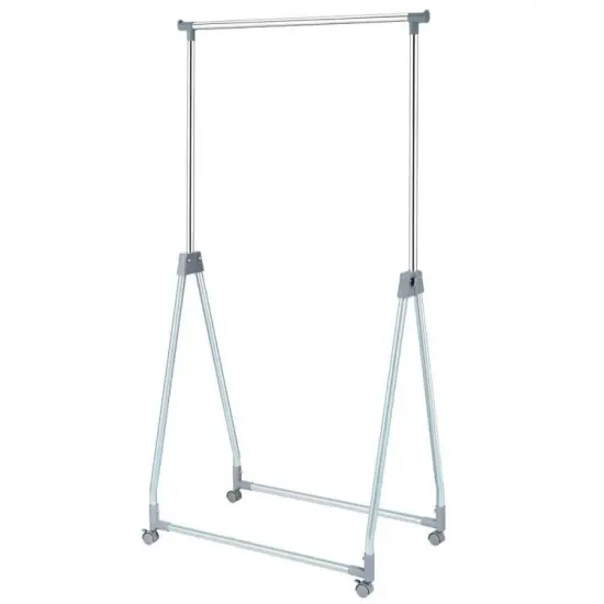 Folding Extendable Metal Garment Rack Clothes Hanging Rod with Lockable Wheels {1}