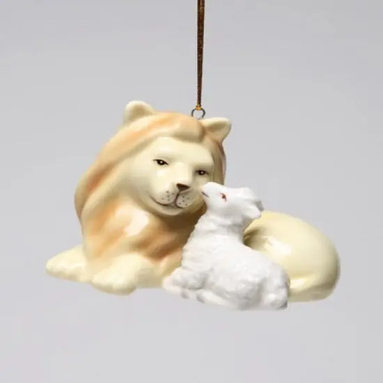 Ceramic Lion With Lamb Peace Ornament, Home D&eacute;cor, Gift for Her, Gift for Mom, Religious D&eacute;cor, Christmas D&eacute;cor {3}