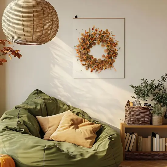 22 Inch Fall Wreath with Eucalyptus Leaves {4}