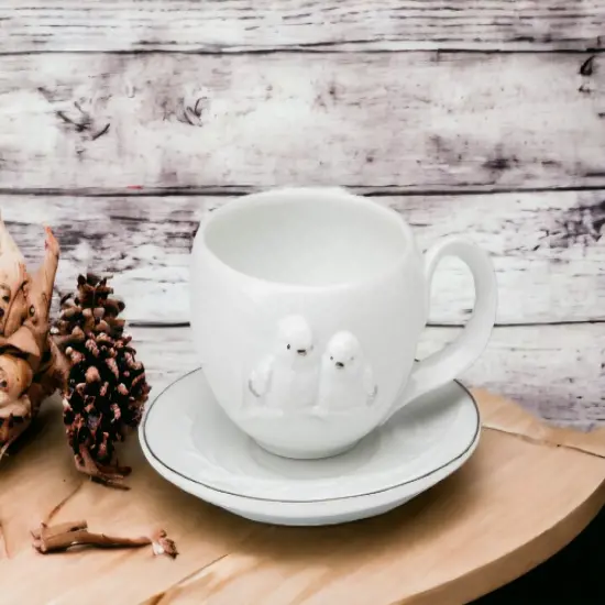 Ceramic White Birds Cup And Saucer, Gift for Her, Gift for Mom, Tea Party D&eacute;cor, Caf&eacute; D&eacute;cor, Farmhouse Kitchen D&eacute;cor {1}