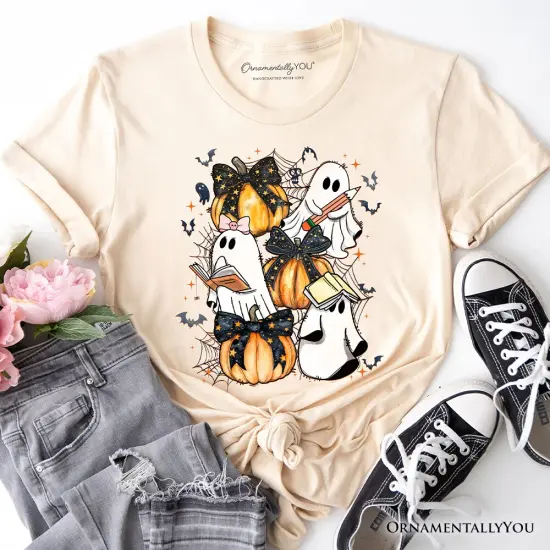 Cute Ghost Teacher Halloween T-Shirt, Retro Boo Spooky School Tee {7}