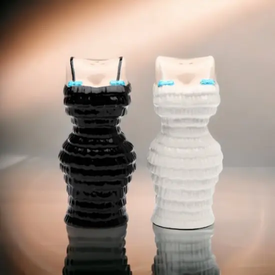 Ceramic Black & White Dress Salt & Pepper Shakers, Home D&eacute;cor, Gift for Her, Gift for Mom, Gift for Friend or Coworker, Kitchen D&eacute;cor {2}