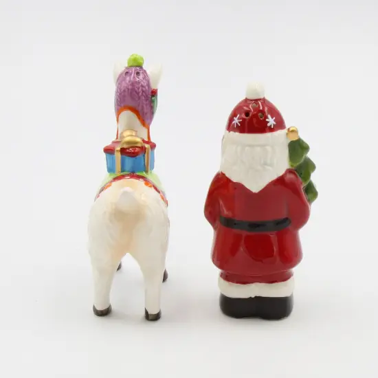 Ceramic Christmas Santa With Alpaca Salt And Pepper Shakers, Home D&eacute;cor, Gift for Her, Gift for Mom, Kitchen D&eacute;cor, Christmas D&eacute;cor {6}