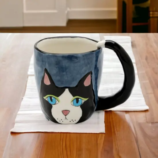 Ceramic Black Cat Mug, Home D&eacute;cor, Gift for Her, Gift for Mom, Kitchen D&eacute;cor, Cat Lovers Gift, Pet Loss Gift, Cafe Decor {2}
