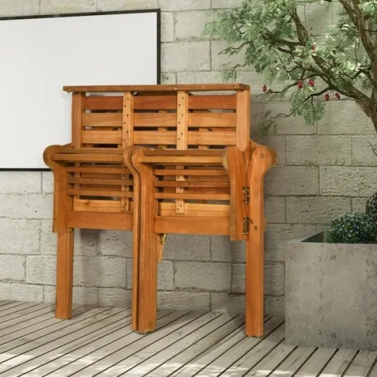 Outdoor Folding Bench 2 Seater Eucalyptus Wood Patio Seat {4}