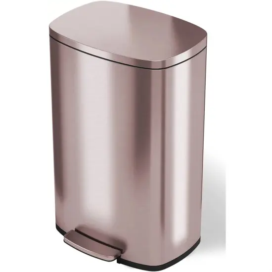 Copper Rose Gold Stainless Steel Step Trash Can with Slow Close Lid and Odor Seal {1}