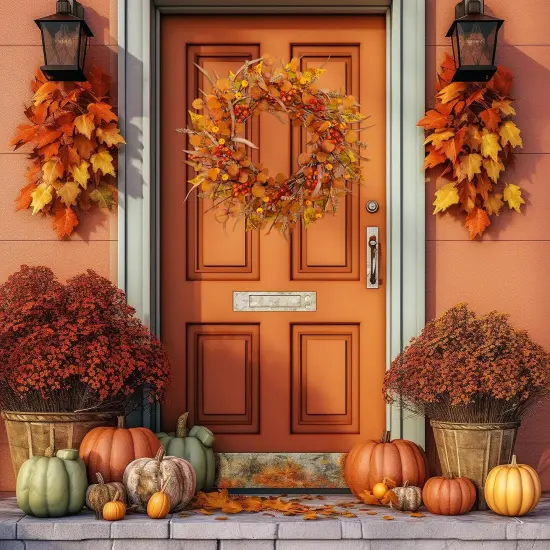 22 Inch Artificial Fall Autumn Wreath with Eucalyptus Leaves {2}