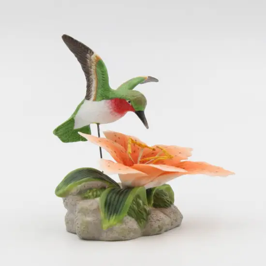 Ceramic Hummingbird with Lily Flower Figurine, Home D&eacute;cor, Gift for Her, Gift for Mom, Nature Lover Gift, Birdwatcher Gift {4}