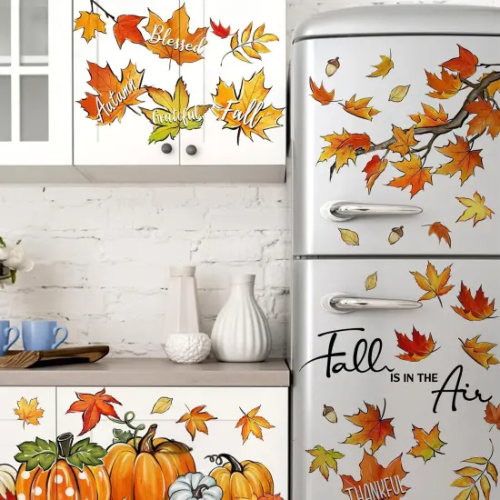 Fall is in The Air Maple Leaves Window Clings 9 Sheets, Autumn Pumpkin Patch {4}