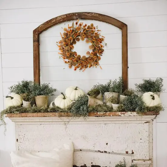 22 Inch Fall Wreath with Eucalyptus Leaves {5}