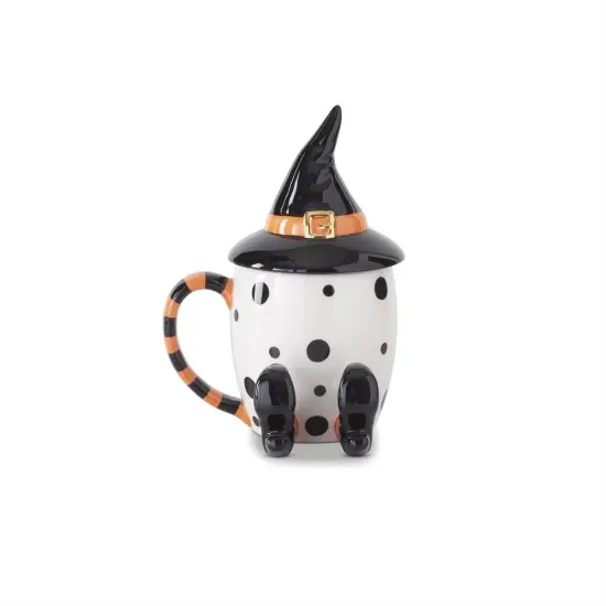 7" White Halloween Mug with Witch Hat- 1 Mug {1}