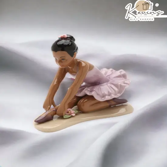 Ceramic African American Ballerina In A Lavender Dress, Home Décor, Gift for Her, Gift for Daughter, Gift for Ballerina Dancer {2}