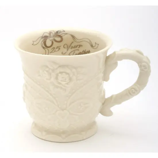 Ceramic 25th Wedding Anniversary Mug, Gift for Her, Gift for Parents {3}