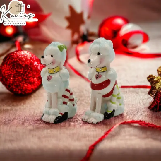 Ceramic Poodle Dogs Christmas Decor Salt and Pepper Shakers, Home D&eacute;cor, Gift for Her, Mom, Kitchen D&eacute;cor, Dog Lover Gift, Pet Loss Gift {1}