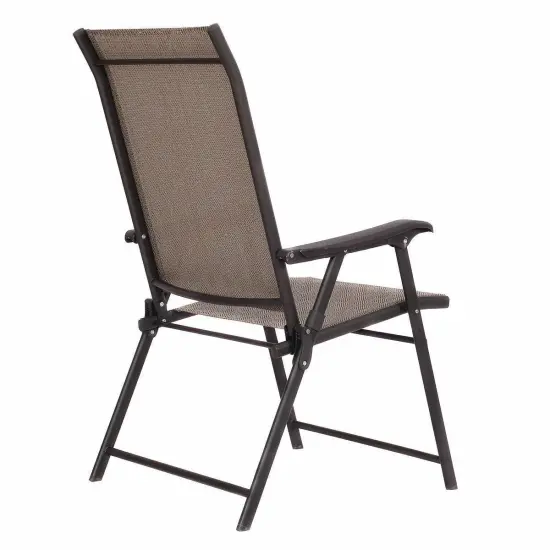 Set of 2 Folding Patio Chairs Outdoor Textilene Seating with Steel Frame for Deck Garden Porch {4}