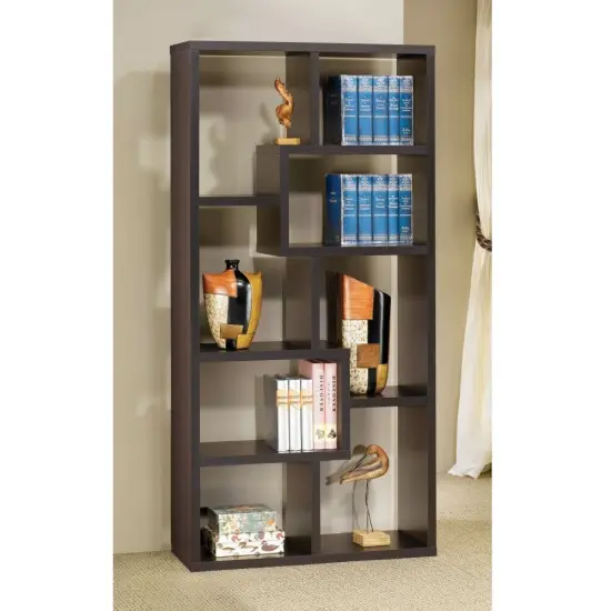 Cube Bookcase in Cappuccino with Unique Storage & Display Design {1}
