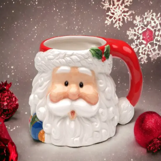 Ceramic Christmas Santa Claus Mug, Home D&eacute;cor, Gift for Her, Gift for Mom, Kitchen D&eacute;cor, Christmas D&eacute;cor {1}