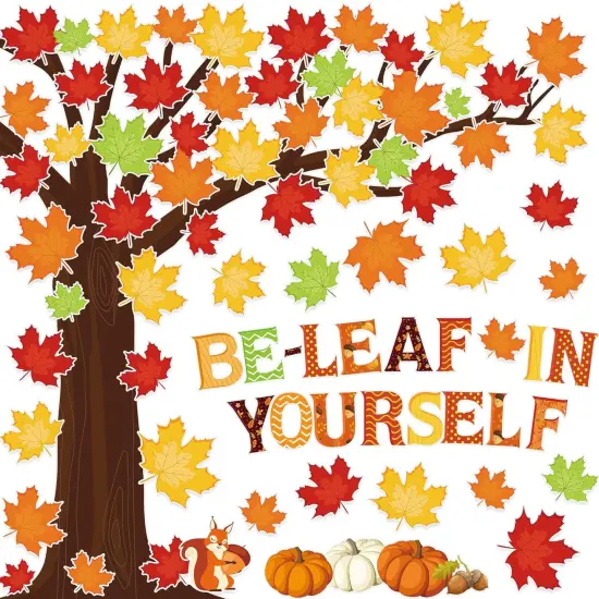 94 Pcs -Fall Tree Classroom Bulletin Board Decorations {1}