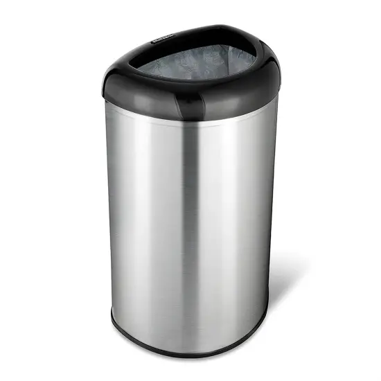Silver Stainless Steel Open Top Kitchen Trash Can with 13-Gallon Capacity {1}