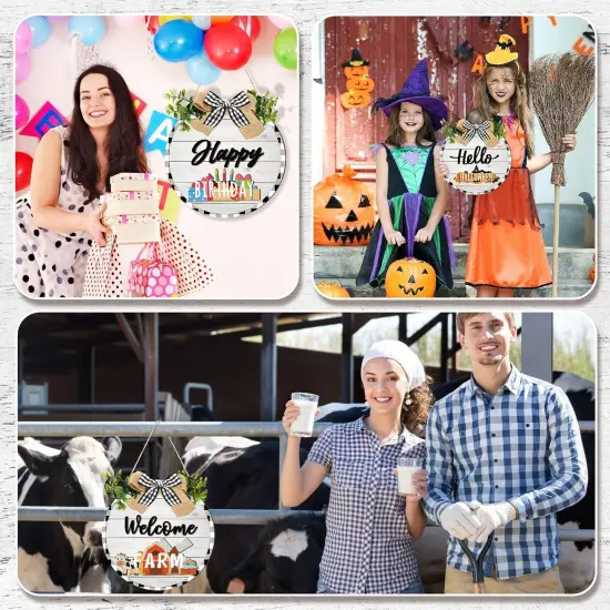 20 Pcs Interchangeable Hanging Sign, Seasonal Front Door Decoration (White) {3}