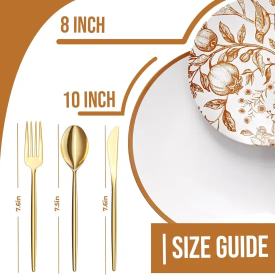 Plastic Dinnerware Set &ndash; 100 & 200PCS Options for 20 Guests, Includes Plates & Silverware for Wedding or Party {3}