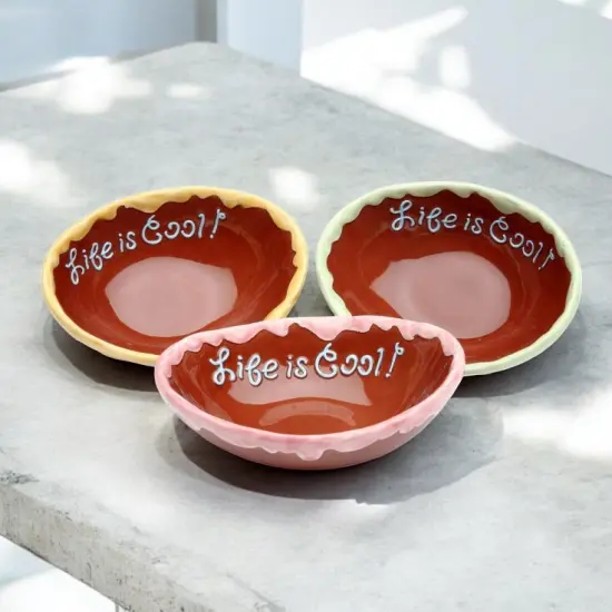 Ceramic Life Is Sweet - Ice Cream Bowl ( 3 Pcs Set ), Kitchen Decor, Cafe Decor {1}