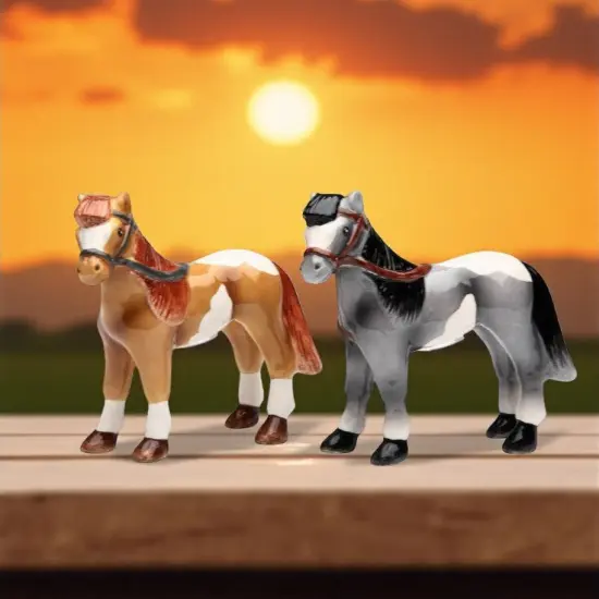 Hand Painted Ceramic Horse Salt & Pepper Shakers, Equestrian Gift, Gift for Him, Gift for Dad, Kitchen Décor, Office Decor, Farmhouse Decor {2}