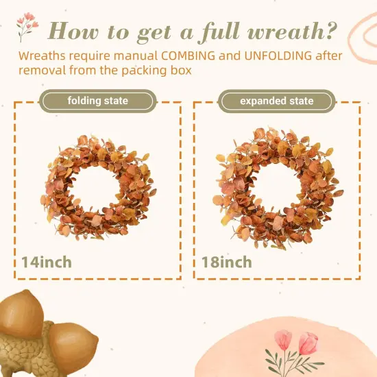 18" Artificial Autumn Fall Wreath - Wreaths for Front Door {3}