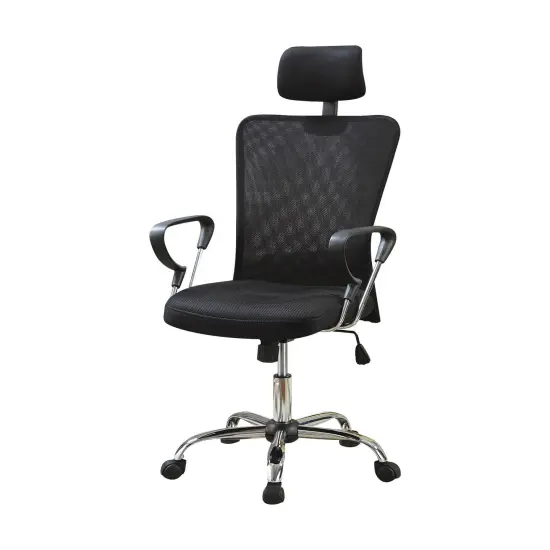 Black High-Back Executive Office Chair with Mesh Fabric, Metal Base and Casters {1}