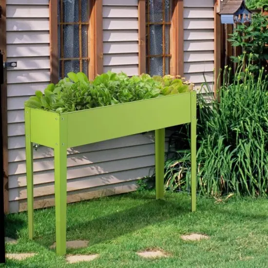Green Steel Raised Garden Planter for Outdoor Vegetables and Flowers {2}