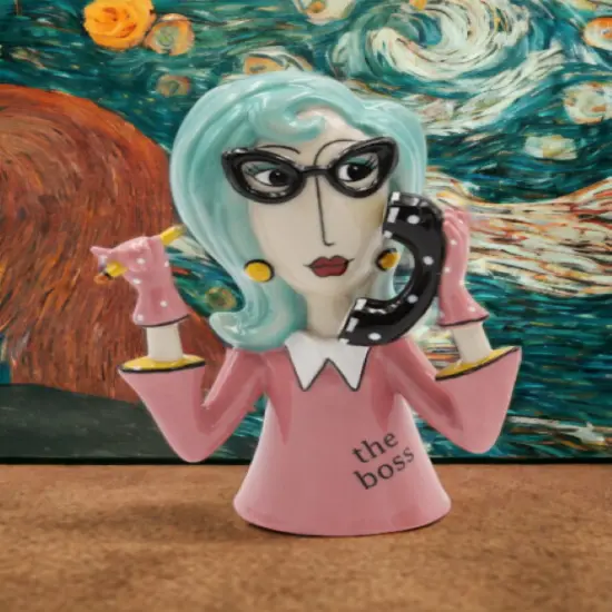 Ceramic Boss Lady Vase or Pen Holder, Home D&eacute;cor, Gift for Her, Mom, Friend, or Coworker, Vanity D&eacute;cor, Office Decor {1}