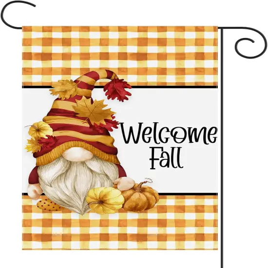 Welcome Fall Gnome Garden Flag {1}