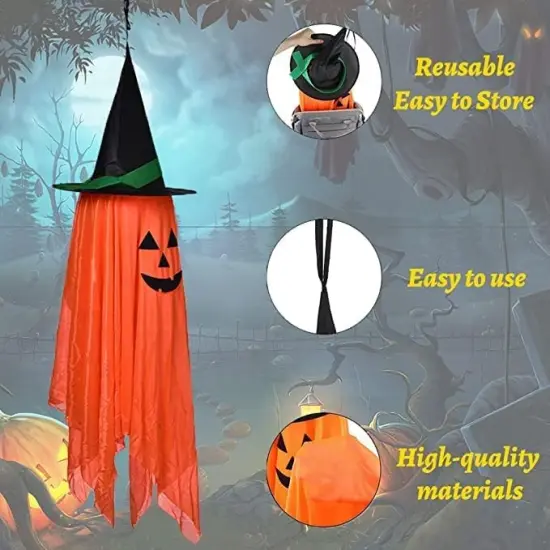 2 Pack Orange Pumpkin Wizard Hat Halloween Decor {2}