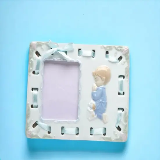 Ceramic Praying Boy Picture Frame, Religious D&eacute;cor, Religious Gift, Church D&eacute;cor, Church Gift, Baptism Gift {2}