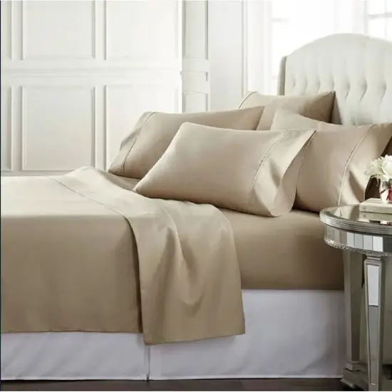 Taupe 100% Cotton Sateen 1000TC Sheet Set Deep Pocket {1}