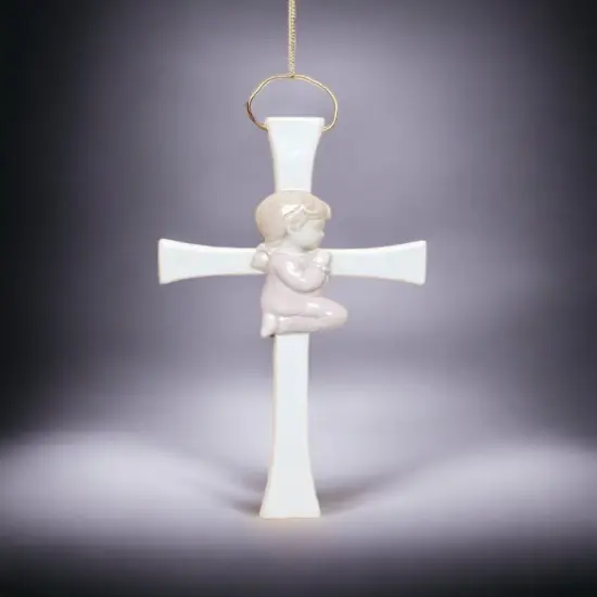 Ceramic Praying Girl On The Cross Wall Decor, Home D&eacute;cor, Religious D&eacute;cor, Religious Gift, Church D&eacute;cor, Baptism Gift {1}