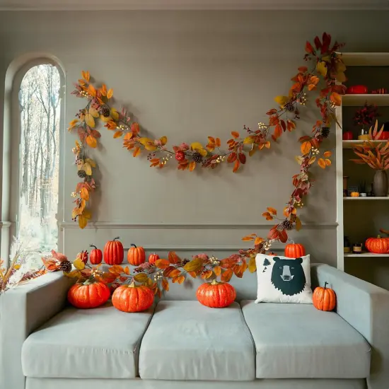 Thanksgiving Garland With Pumpkin and Pine Cone {3}