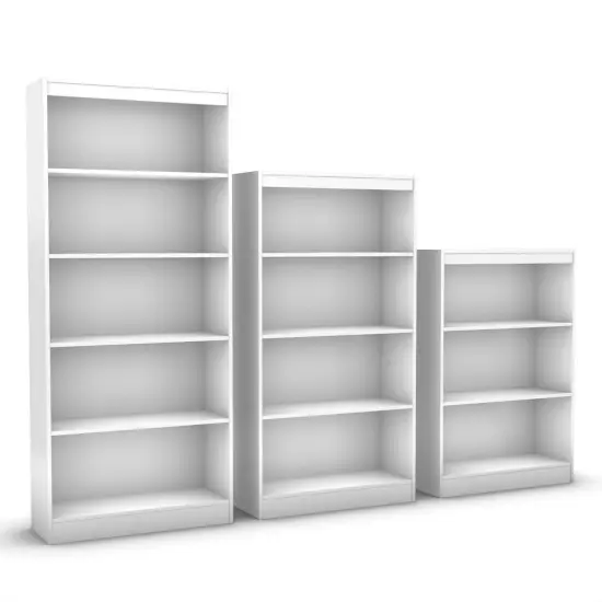 Contemporary White 4 Shelf Bookcase with Adjustable Shelves Engineered Wood Storage Unit {3}