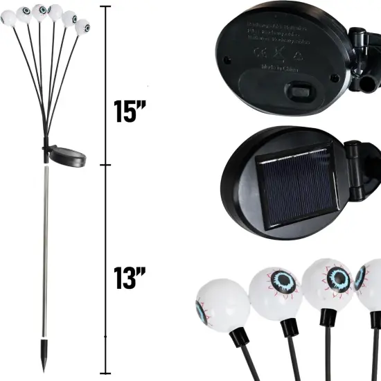 4 Pack 24LED Solar Eyeball Pathway Lights - Halloween Decorations {2}