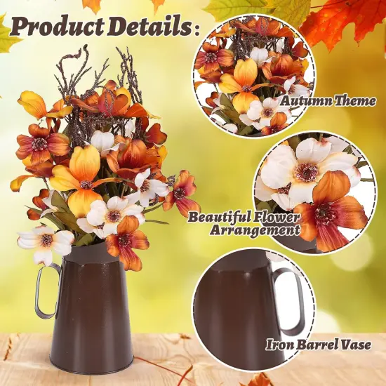 Fall Artificial Flower with Metal Pot {3}