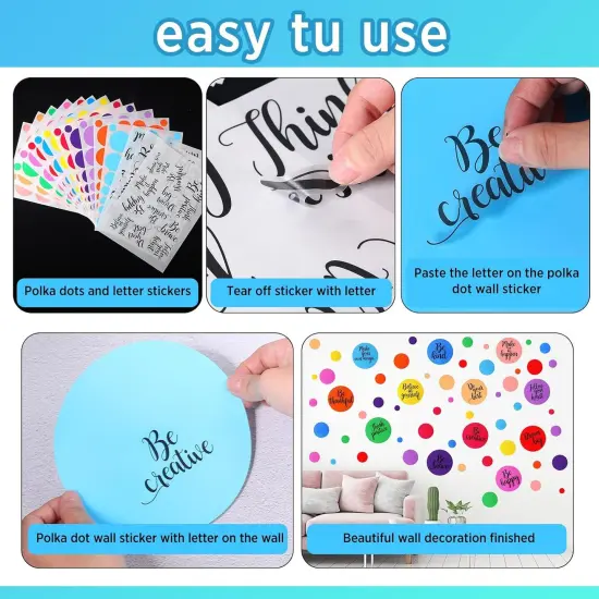 576 Pcs Polka Dot Inspirational Wall Decals - Mixed Color {3}